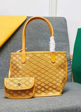 Borsa da Shopping in Vera Pelle di Alta Qualità per Donna, 20cm, Set di 2 Pezzi con Piccolo Portamonete