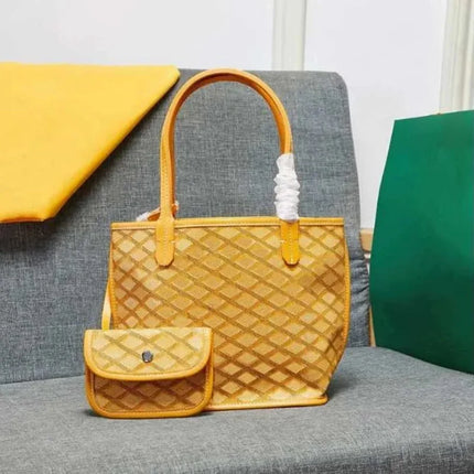 Borsa da Shopping in Vera Pelle di Alta Qualità per Donna, 20cm, Set di 2 Pezzi con Piccolo Portamonete