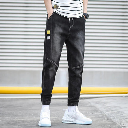 HIQOR Brand Men's Jeans Harem Denim Cargo Pants 2026 New Streetwear Jogger Hip Hop Cotton Trousers Male Blue Oversized 5XL 4XL PlatiNum