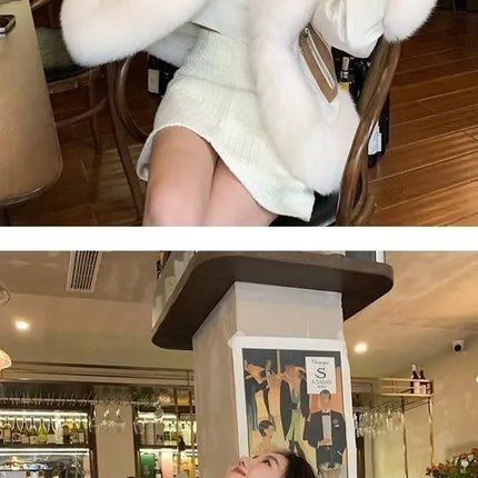 2025 new imitation fox fur coat women autumn winter fashion short Add cotton thick Warm suede overcoat Female slim Outwear T792
