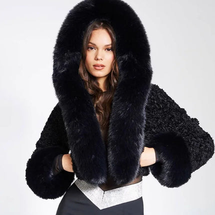 ZADORIN High Quality Faux Fur Coats Hooded Cropped White Black Faux Fur Coat Woman Clothing Fluffy Fur Jacket Winter Outerwears