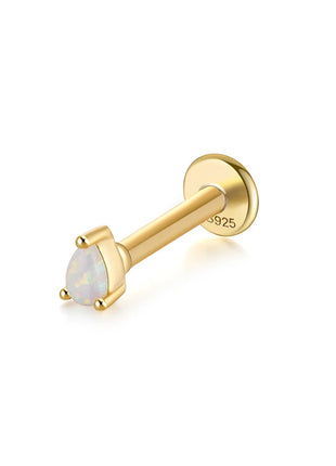 CANNER 1PC 925 Sterling Silver Exquisite Crown Opal Piercing Earring for Women Ear Studs Cartilage Earring Body Jewelry Gift PlatiNum