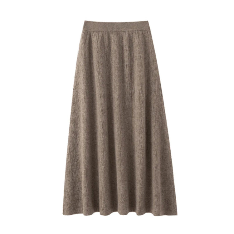 Choice Luxury Women 100% Cashmere Skirt Pleated Mid-Calf Skirt Spring Autumn Office Lady Grace Style A-Skirt Cashmere Knitwear PlatiNum