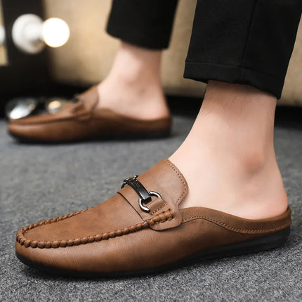 Mocassini Estivi da Uomo in Pelle Comodi e Leggeri, Scarpe Casual Morbide e Piatte, Ciabatte Quotidiane da Uomo