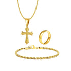 Set di Gioielli Hip Hop da Uomo 3 Pezzi, Ciondolo a Croce in Acciaio Inossidabile, Bracciale con Catena a Corda Intrecciata, Set di Gioielli Regalo per Papà, Figlio, Marito platinumshop