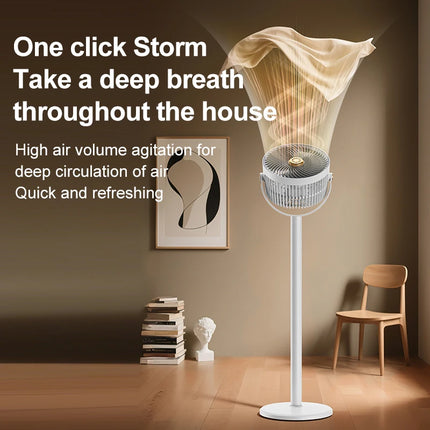Ventilatore da Pavimento Moderno a Circolazione d'Aria, 4 Altezze, 5 Velocità, Silenzioso, Regolabile, Multi-Angolo, Rinfrescatore da Scrivania per Casa, Cucina, Ufficio e Campeggio