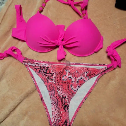 Sexy Push Up Bikini 2024 Costume da bagno donna Due pezzi Costumi da bagno Perizoma femminile Bikini Set Nuoto per costumi da bagno Biquini brasiliano platinumshop