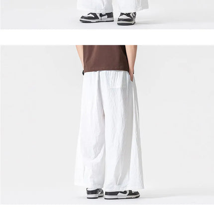 Pantaloni Harem Oversize da Uomo Leggeri Sottili Traspiranti Tinta Unita Stile Harajuku Gamba Larga Casual Moda Pantaloni Dritti Uomo 5XL