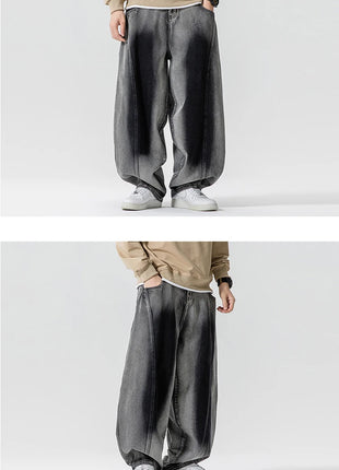 Jeans Pantaloni casual stile americano da uomo Pantaloni lanterna da uomo larghi alla moda Streetwear Pantaloni hip-hop da uomo in denim oversize a gamba larga