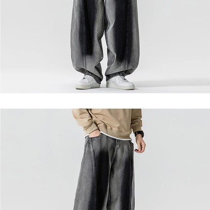 Jeans Pantaloni casual stile americano da uomo Pantaloni lanterna da uomo larghi alla moda Streetwear Pantaloni hip-hop da uomo in denim oversize a gamba larga