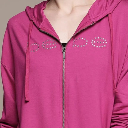 Europe and the United States cross-border new Y2k retro "Bebe" printed pink retro hot diamond sexy casual hoodie
