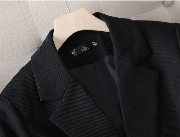Autumn Winter Jacket Women Long Blazer Khaki Coffee Black Office Ladies Formal Jacket Business Work Wear Coat Female Outerwear
