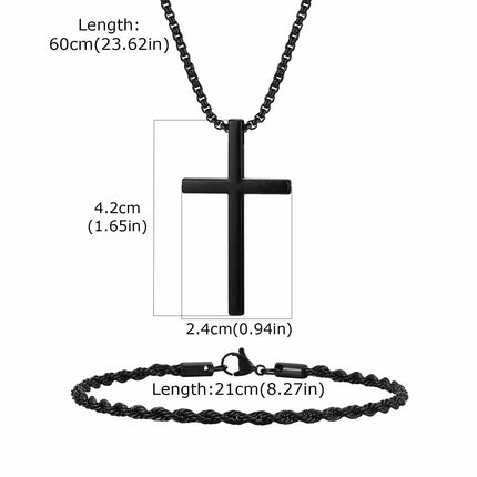 Vnox Set di 2 Pezzi Collana con Ciondolo e Bracciale da Uomo, Set di Gioielli in Acciaio Inossidabile Colore Nero Oro Argento, Regali di Gioielleria alla Moda platinumshop
