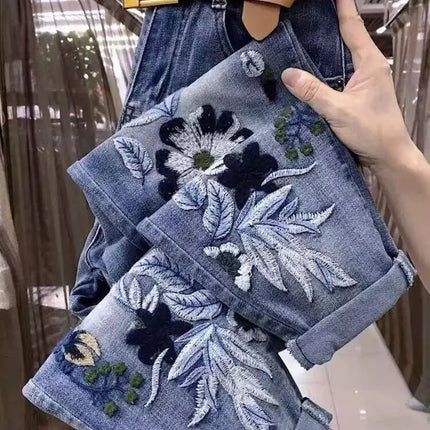 Elastico in vita Primavera e autunno Nuovi jeans a vita alta Pantaloni Harlan larghi e sottili da donna Pantaloni versatili da donna Jeans blu