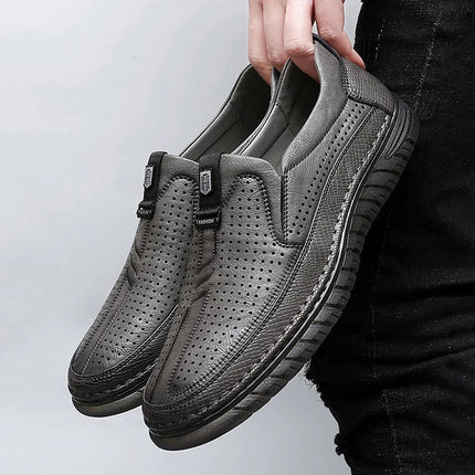 Scarpe estive in pelle traforata bianca scarpe Slip on da uomo in vera pelle scarpe Casual comode da uomo mocassini comodi da uomo