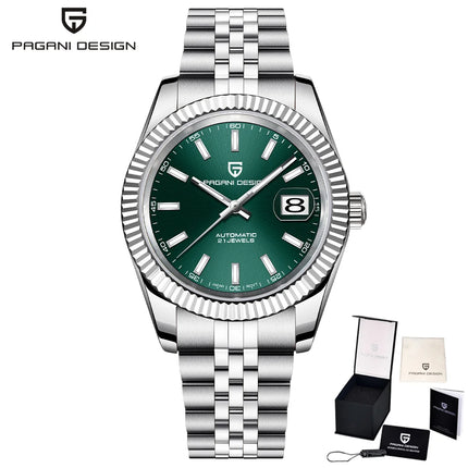 PAGANI DESIGN Luxury Men's Automatic Mechanical Watch Top Sapphire Stainless Steel 100m Waterproof Business Leisure Watch