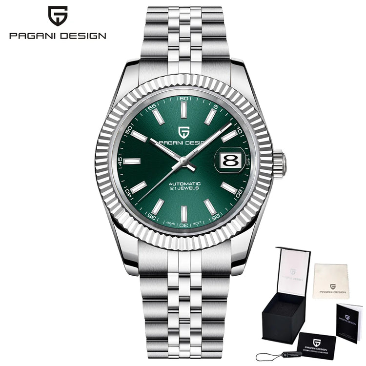 PAGANI DESIGN Luxury Men's Automatic Mechanical Watch Top Sapphire Stainless Steel 100m Waterproof Business Leisure Watch