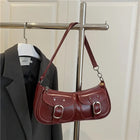 Fashion Pu Leather Women's Shoulder Bag Small Double Pocket Design Ladies Underarm Bags Y2k Vintage Female Handbags Clutch Purse PlatiNum