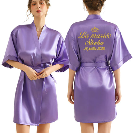 Testo personalizzato Logo accappatoio da sposa abito da sposa sposa damigella d'onore abiti da sposa donna addio al nubilato addio al nubilato