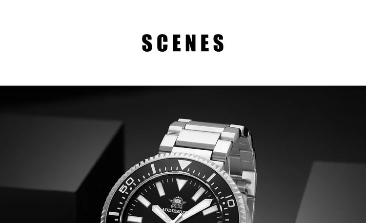 ADDIESDIVE Men's Automatic Mechanical Watch Sapphire Glass Super Luminous Watches Stainless Steel Hombre 100Bar Waterproof