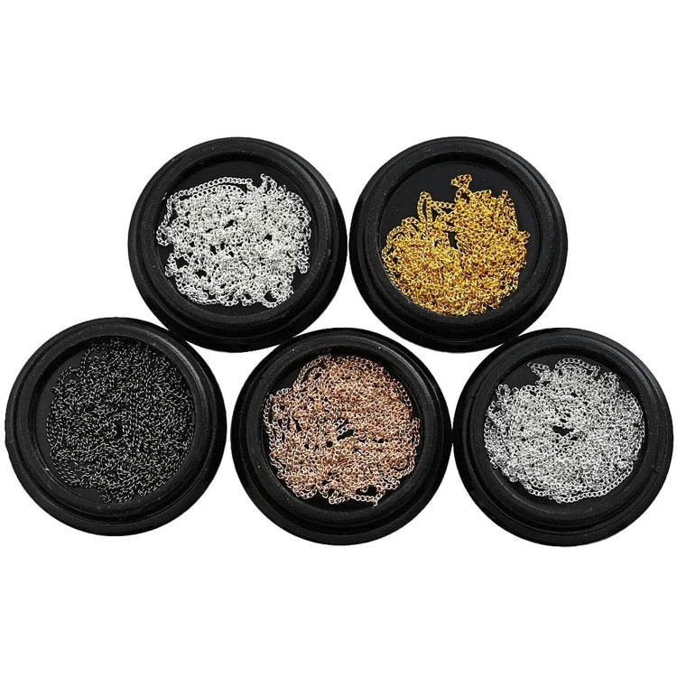 100CM Metal Chain Nail Art Rhinestone Gold/Silver Alloy Studs Nail Art Decorations Chains DIY Design Manicure Jewelry Accessory 2028