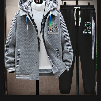 Winter Men's Sets Tracksuit Men Wool Hooded Sweatshirt Thicken Warm Sportswear Male Casual Suit Two Piece Sets