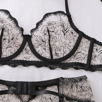 Tornova Erotic Lingerie High-quality Complex Craftsmanship See-through Embroidery Shaping Slim Women Sexy Lingerie Split Hot Set