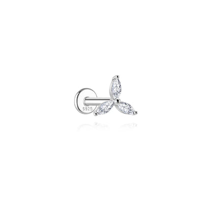 Aide S925 Sterling Silver Moissanite Silver Color Srud Earrings Women Heart Leaf Geometric DIY Ear Bone Sruds Piercing Jewelry PlatiNum