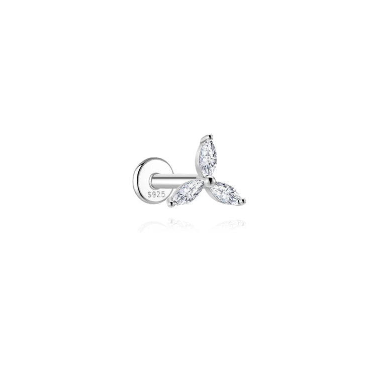 Aide S925 Sterling Silver Moissanite Silver Color Srud Earrings Women Heart Leaf Geometric DIY Ear Bone Sruds Piercing Jewelry PlatiNum