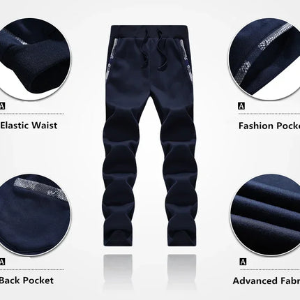 New Winter Fleece Thicken Men's Two-piece Zipper Sports Set Hooded Thermal Suit Casual Oversized Tracksuit 4XL 5XL Funny Suit