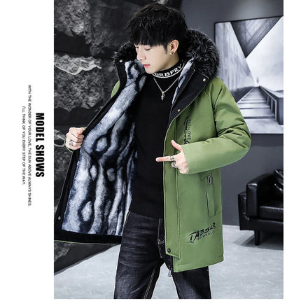 Winter Men's Long Down Jacket Fashion Male Thermal Parkas Coats Casual Men Classic Fur Collar Warm Padded Jackets Clothing 5XL