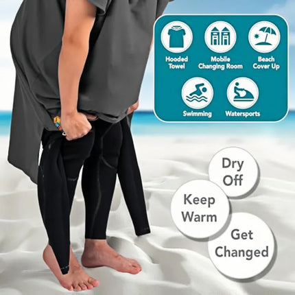 Asciugamano poncho da surf con cappuccio Asciugamano in spugna ad asciugatura rapida Cambio di copertura per adulti Surf Nuoto Spiaggia Sport acquatici Ocean Essential Acc