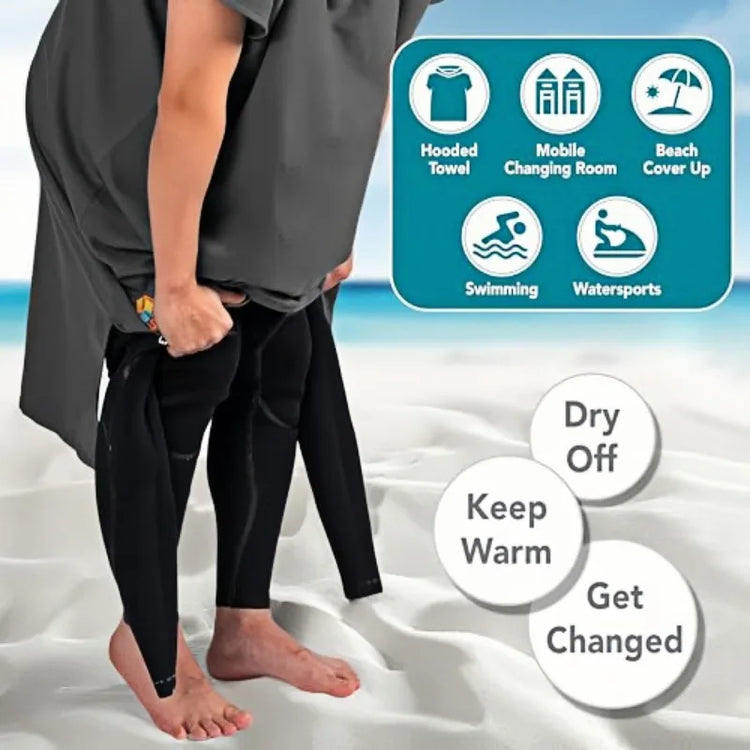 Asciugamano poncho da surf con cappuccio Asciugamano in spugna ad asciugatura rapida Cambio di copertura per adulti Surf Nuoto Spiaggia Sport acquatici Ocean Essential Acc