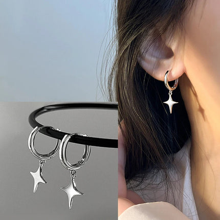 Ventfille 925 Sterling Silver Star Earring for Women Girl Simple Tassels Chain Fashion Office Jewelry Gift Dropshipping PlatiNum