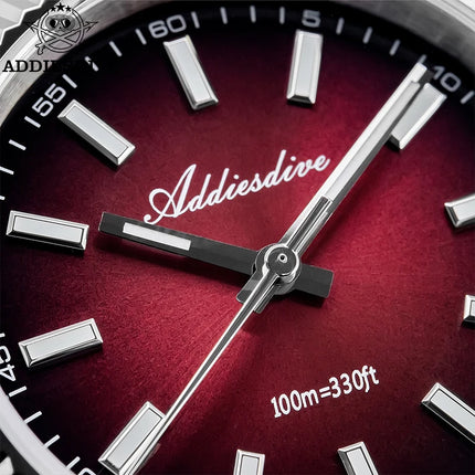 ADDIESDIVE Men Watch 36mm New Quartz Wristwatch AD2073 Sapphire Sunburst Dive 100m Waterproof BGW9 Luminous Dress Watch for Men