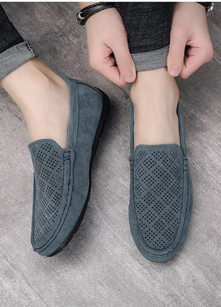 STRONGSHEN scarpe da uomo Casual Luxury Brand Slip on mocassini vuoti in pelle scamosciata mocassini da uomo estate traspirante scarpe da guida da uomo italiane