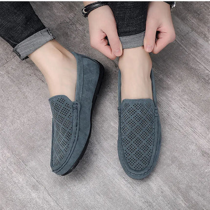 STRONGSHEN scarpe da uomo Casual Luxury Brand Slip on mocassini vuoti in pelle scamosciata mocassini da uomo estate traspirante scarpe da guida da uomo italiane