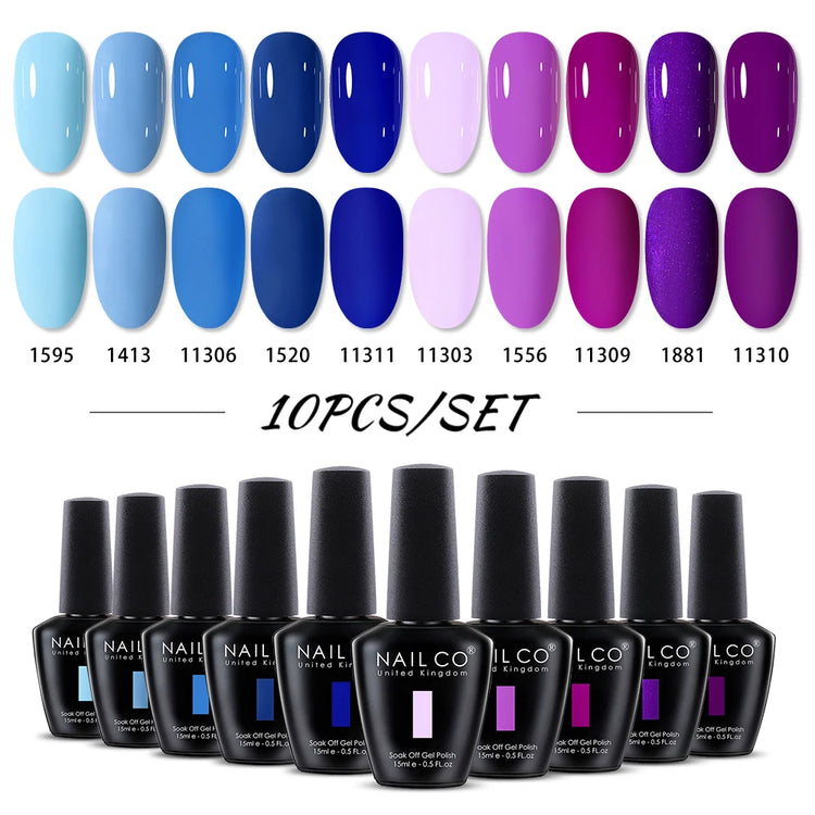 NAILCO 15ml Green Blue Series UV Nail Gel Polish Blue Colors UV&LED Gel Varnish Red Soak Off Semi Permanent LED Nail Gel Varnish