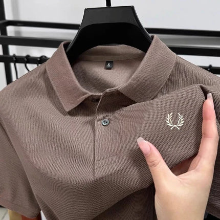 High-quality men's polo shirt, heavy cotton, summer, new, classic, branded, embroidered, comfortable, breathable, fashionable, short sleeve