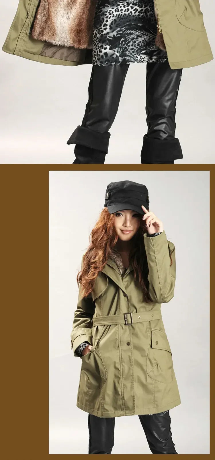 3 in 1 Winter Coat Women's Hooded Windbreaker Furry Inner Jacket Thick Warm Mid Length Parka Casual Fashion Cold Outerwear