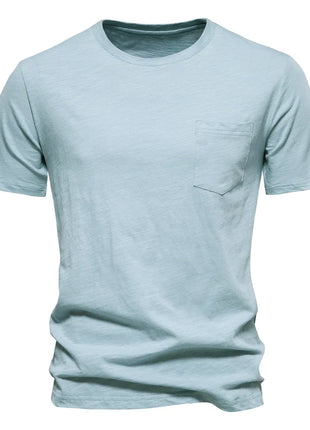 T-shirt homme 100% coton Décontracté Doux Fitness Été T-shirts fins Vêtements d'intérieur Homme Col rond Manches courtes T-shirt uni pour homme