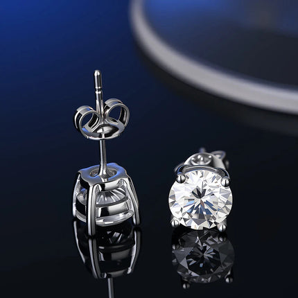 100% Real Sterling Silver S925 Moissanite Earrings Stud  With 2 Certificate D VVS1 Pass Diamond Test Pen For Women Men Jewelry PlatiNum