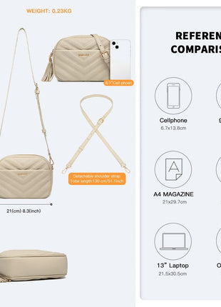 Miss Lulu WOMEN'S shoulder bag Tassel Small Crossbody Bag Elegant Golden Hardware handbag For WOMEN'S PlatiNum