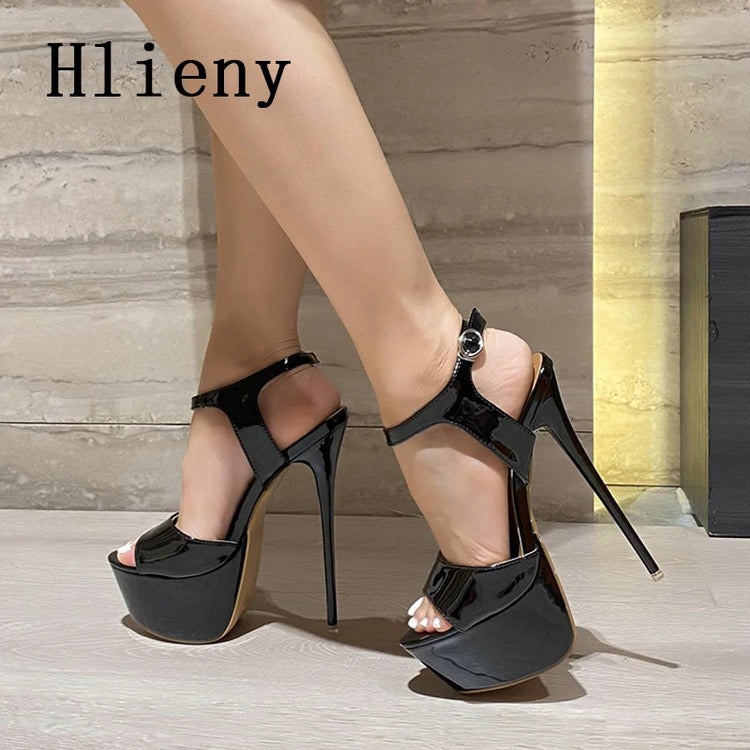 Hlieny 2026 stile estivo sexy 16 cm tacchi alti sandali con cinturino con fibbia donne peep toe discoteca partito spogliarellista scarpe di grandi dimensioni 45 46