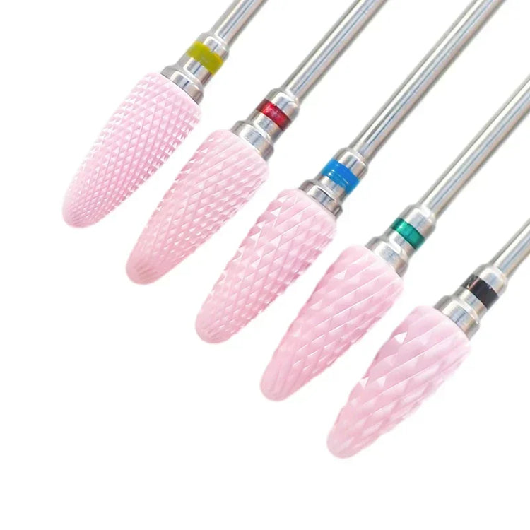Pink Ceramic Carbide Nail Drill Bits Milling Cutter For Gel Polish Remover Electric Nail Machine Polishing Peeling File Home Salon Manicure Pedicure Accessories