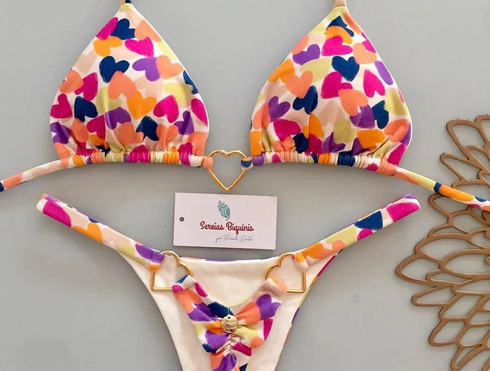 Micro Bikini 2026 New Swimsuit Women Sexy Brazilian Bikini Set Love Print Beachwear Female Biquini