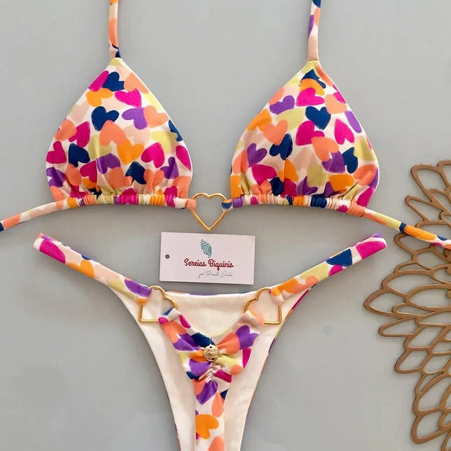 Micro Bikini 2026 New Swimsuit Women Sexy Brazilian Bikini Set Love Print Beachwear Female Biquini