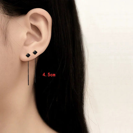 Ventfille 925 Sterling Silver Star Earring for Women Girl Simple Tassels Chain Fashion Office Jewelry Gift Dropshipping PlatiNum