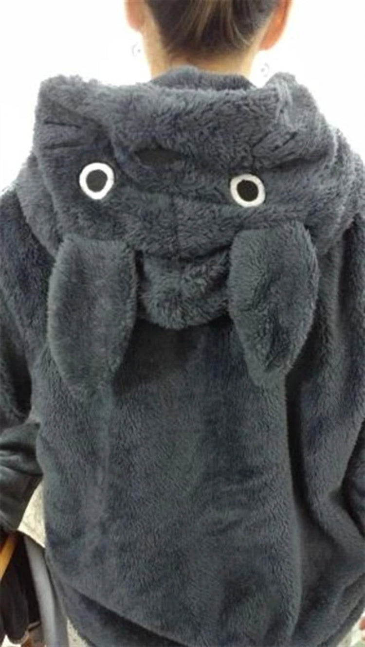 Anime Cartoon Cute Cosplay Kawaii Hooded Sweatshirt With Ears Harajuku Coral Fleece Sweatshirt Couple Sports Warm Hoodie