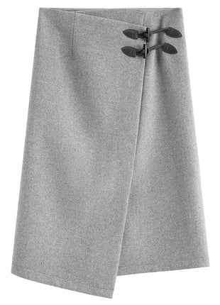 FSLE Vintage College-Inspired Asymmetrical Slit Skirt for Women Winter 2025 New Arrival Versatile Slim-Fit Design Plaid Skirts PlatiNum